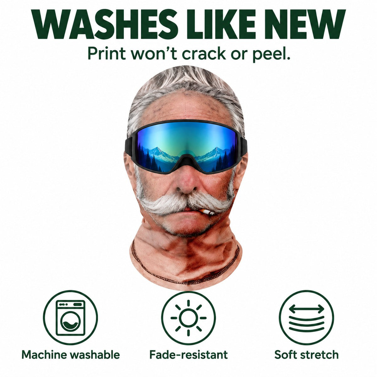 Machine washable, print won't crack